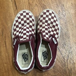 Vans. Maroon checker pattern. Kids size 2.